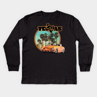 Texas-Style Karmann Ghia beach scene Orange Kids Long Sleeve T-Shirt